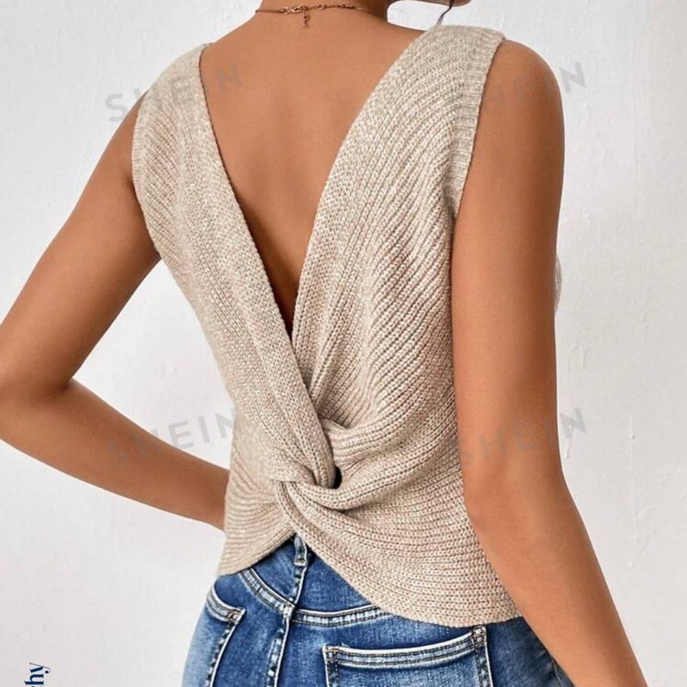 Frenchy Twist Backless Sweater Vest